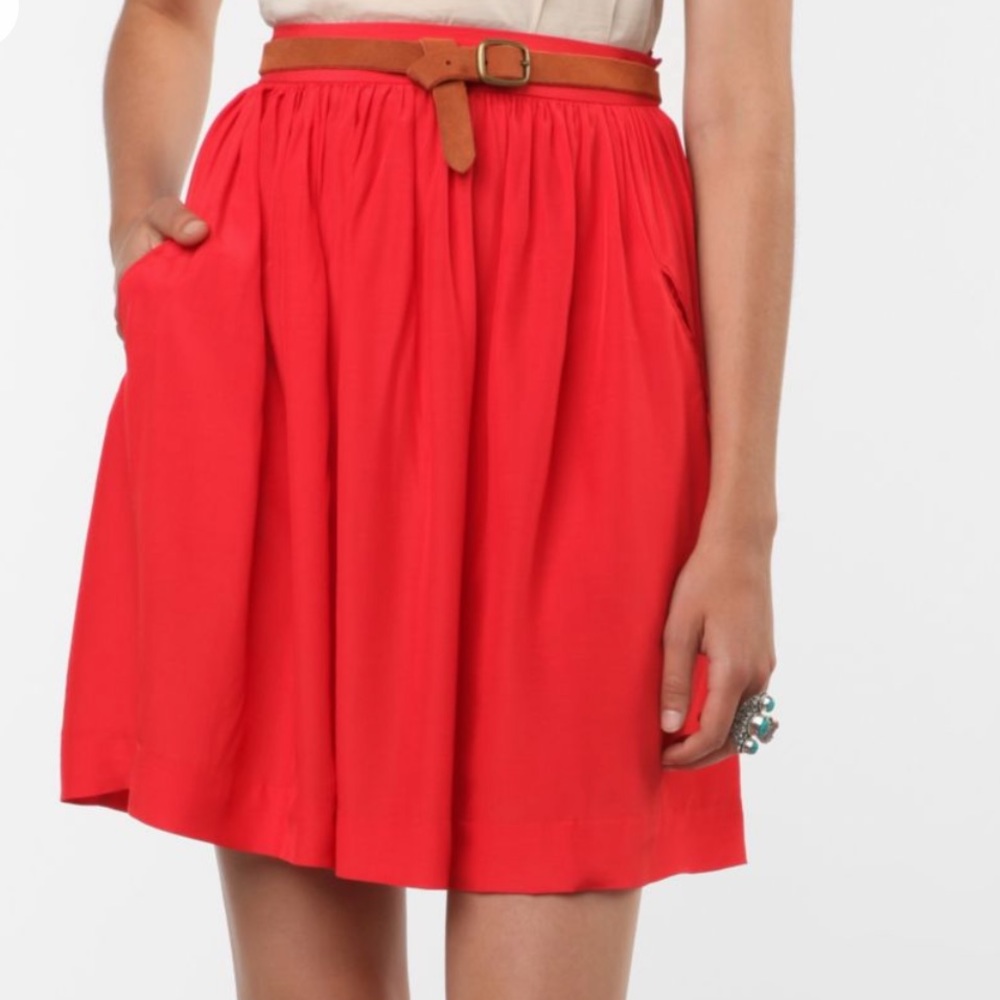 Bright red skirt from Urban Outfitters